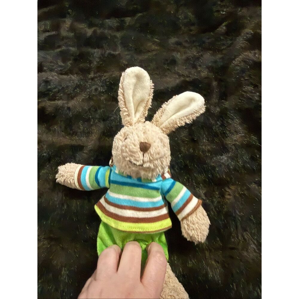 Demdaco‎ Nat & Jules Zutano Floppy Fuzzy Bunny Rabbit Security Lovey Baby 10”